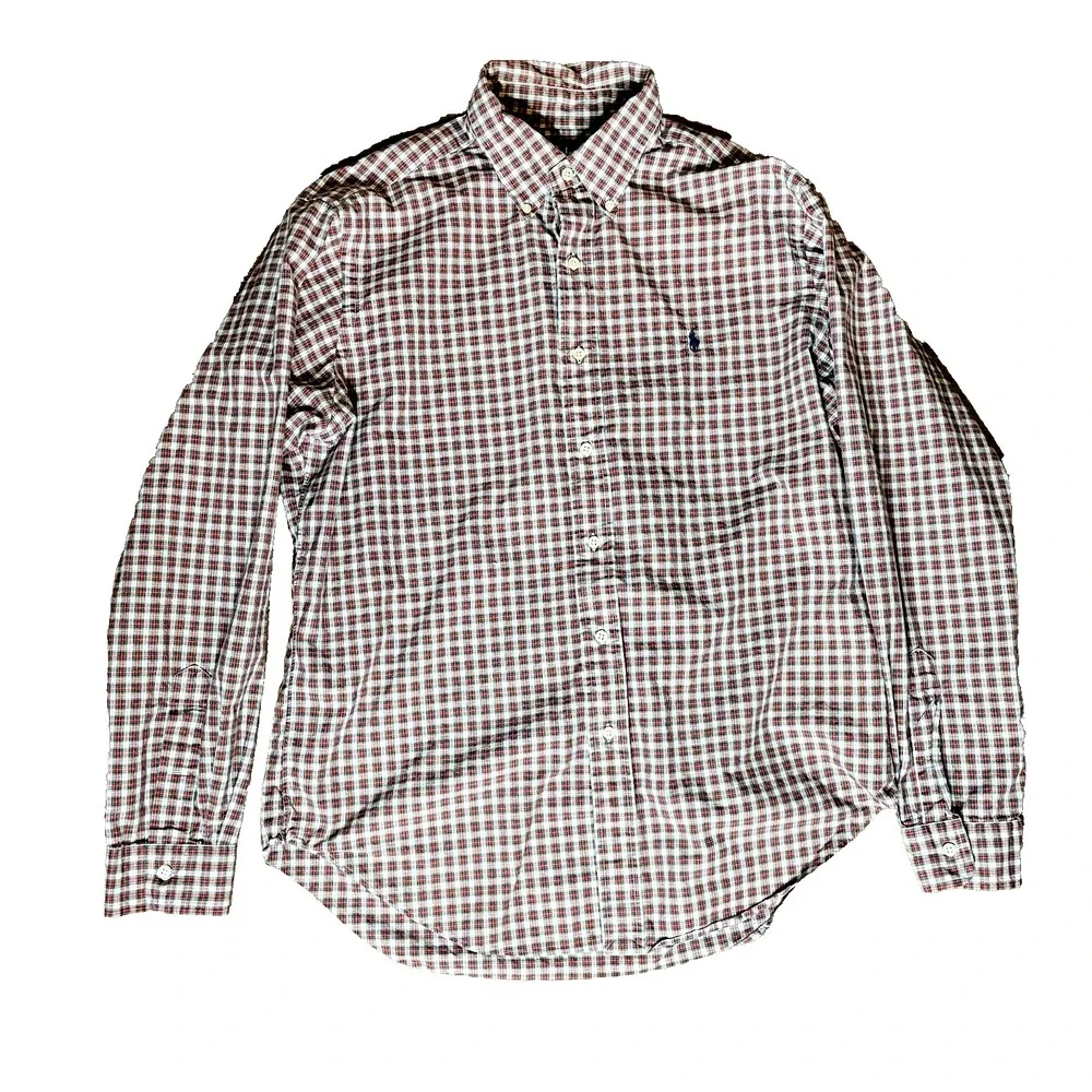 Polo Ralph Lauren Shirt Mens Large Plaid Button Front Long Sleeve Cotton Classic
